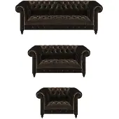 AEA Stilvolle Chesterfield Braune Sofagarnitur Wohnzimmer Moderne Couchen