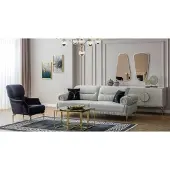 AEA Gruppe Sofas Dreisitzer Sessel Couch Polstersofa Stoffsofa Blau 2tlg