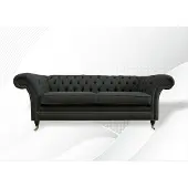 AEA Chesterfield 3 Sitz Textil Stoff Dreisitzer Grau Wohnzimmer Design Sofa Couchen