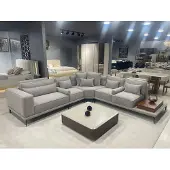 AEA Stilvolles Graues Ecksofa Designer Wohnzimmer Textil Wohnlandschaft