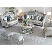 AEA Graue Sofagarnitur Designer 3-Sitzer Couchtisch 2x Hocker Edle Möbel