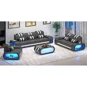 AEA Couchgarnitur Zweisitzer Ledersofas Sessel Dreisitzer 3tlg Schwarz Set