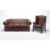 AEA Sofagarnitur Chesterfield Sofa Set Ohrensessel Couch Polster Sitz Garnitur