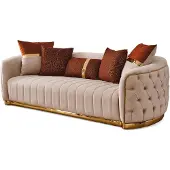 AEA Beige Textil Dreisitzer Moderne Designer Luxus Couch Chesterfield Beige