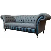 AEA Chesterfield Sofa Polster Designer Couchen Sofas Garnitur Dreisitzer Grau