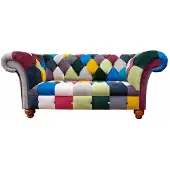 AEA Sofa 2 Sitzer Chesterfield Textil Couch Polster Design Luxus Mehrfarbig