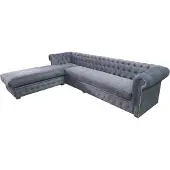 AEA Samt Ecksofa Chesterfield Textil Stoff Eckcouch Sofa Polster Couch Eckgarnitur
