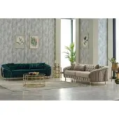 AEA Sofagarnitur Sofas Couchen Polstersofa Dreisitzer Luxus Beige Grün Set