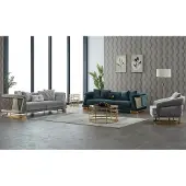 AEA Couchgarnitur Dreisitzer Sessel Couch Stoff 3tlg Polstersofa Sofa Grau