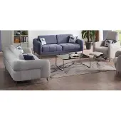 AEA Grau-Blaue Sofagarnitur Designer Polstersofas Edle Textil Couchen