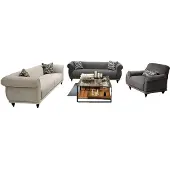 AEA Dreiteiliges Wohnzimmer-Set 2x 3-Sitzer + Sessel in Grau.