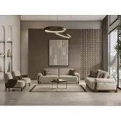 AEA Beige Couchgarnitur Moderne Polstersofas Designer Textil Sessel