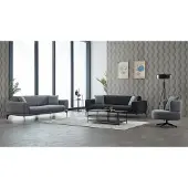 AEA Komplette Couchgarnitur Polstersofa Dreisitzer Sessel Grau Stoffsofa