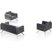 AEA Sofa-Set 3tlg 2-Sitzer mit 2x Sessel Grau Einfarbig Arbeitszimmer Modern