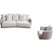 AEA Luxuriöses Wohnzimmer-Set Weißer 3-Sitzer Designer Relaxsessel 2tlg