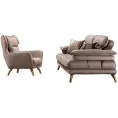 AEA Taupe Wohnzimmer Sofagarnitur Polster Dreisitzer Relaxsessel 2tlg