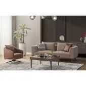 AEA Sofagarnitur Dreisitzer Sessel Polstersofa Modern Stoffsofa Braun Set