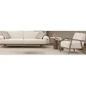 AEA Weißes Wohnzimmer-Set – 3-Sitzer-Sofa, Polstersessel und Runde Beistelltische