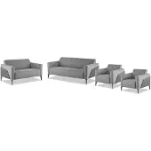 AEA Sofagarnitu Set 3-Sitzer 2-Sitzer Sessel Grau Textil Edelstahl Holz Modern