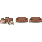 Xl Moebel Gmbh Sofagarnituren 2-Sitzer Sofa-Set Sessel Couchtisch Braun Ledersofas Holz
