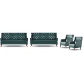 AEA Sofagarnitur Chesterfield Klassisch Sofa-Set 3-Sitzer Sessel Grün Leder