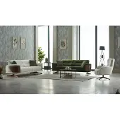 AEA Sofagarnitur Polstersofa Dreisitzer Sessel Weiß Grün Couch Stoff 3tlg