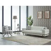 AEA Sofagarnitur Dreisitzer Sofa Stoffsofa Polstersofa Weiß Sessel 2tlg