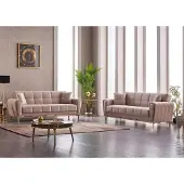 AEA Komplette Dreisitzer Couch Polstersofa 2tlg Stoff 3 Sitzer Sofa Beige