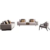 AEA Elegantes Beiges Sofa-Set Designer 4-Sitzer Edler Zweisitzer Sessel