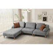 AEA Modernes Graues Ecksofa Wohnzimmer L-Form Couch Edle Textilcouchen
