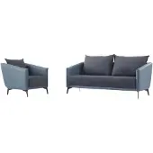 AEA Graue Wohnzimmer Ledergarnitur Designer 2-Sitzer 2x Sessel 3tlg