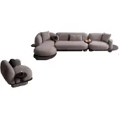 AEA Luxuriöses Graues Wohnzimmer Polster-Set Designer Ecksofa Sessel