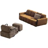 AEA Mehfarbige Wohnzimmer Sofagarnitur Stilvoller 3-Sitzer Sessel Pouf