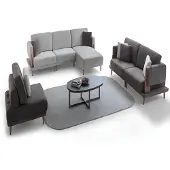 AEA Designer Wohnzimmer Garnitur Weiße Eckcouch Polster 3-Sitzer Sessel