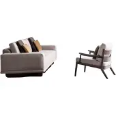 AEA Elegante Braun-Beige Sofagarnitur Stilvoller 3-Sitzer Textilsessel