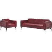 AEA Stilvolle Rote Sofagarnitur Edles 3-Sitzer Sofa Polstersessel 2tlg