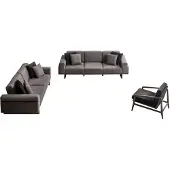 AEA Graue Wohnzimmer Sofagarnitur Stilvoller 3-Sitzer Sitzsessel 3tlg