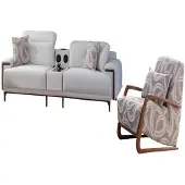 AEA Graue Wohnzimmer Garnitur 2x Polstersofas Designer 2x Lehnsessel