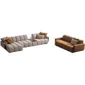 AEA Braun-Beige Sofagarnitur Stilvolle Eckcouch Designer 3-Sitzer 2tlg