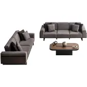 AEA Braune Elegante Sofagarnitur Designer Dreisitzer Holz Couchtisch