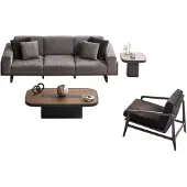AEA Graue Sofagarnitur Stilvoller Brauner Couchtisch Designer Sessel