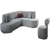 AEA Moderne Graue Sofagarnitur Polster L-Form Couch Edler Sessel 2tlg