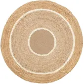 FRAAI Tapis rond en jute | Mirai Circle Blanc/Naturel | Ø 150cm | Blanc | Rond | Tapis