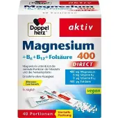 Doppelherz aktiv Magnésium 400 + B6 + B12 + acide folique Granulés directs au goût de citron, 40 pcs. Sachets
