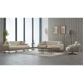 AEA Couchgarnitur Polstersofa Dreisitzer Stoff Beige Set 3tlg Couch Sessel