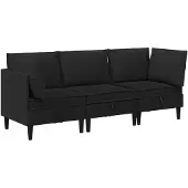 vidaXL Ensemble de salon , 3 pièces, tissu noir