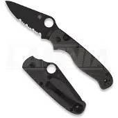 Spyderco Couteau pliant ButtonUp Carbon Fiber, noir, lame à dents