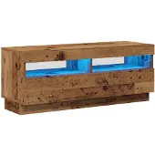 vidaXL Armoire TV avec lampes LED aspect bois ancien 100x35x40 cm
