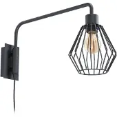 Eglo Applique Tabillano 1 noir max. 40W E27 sans ampoule avec interrupteur