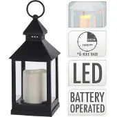 H&S - Lanterne À Bougie Led 10.5x10.5x23cm Noir